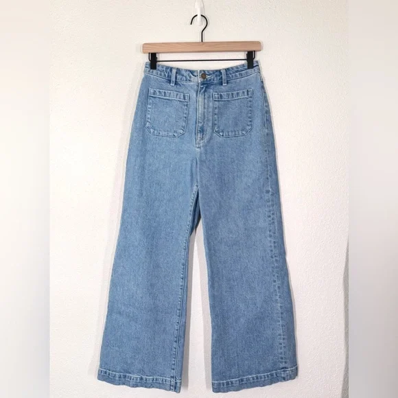 ROLLA’S Sailor Patch Pocket Wide Leg Jean in Lily Blue Light Wash Size 28 - Picture 3 of 10